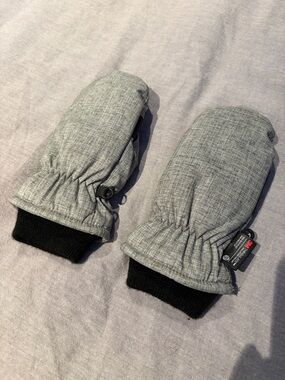 Joe Fresh Black Mittens with Red Logo Tag